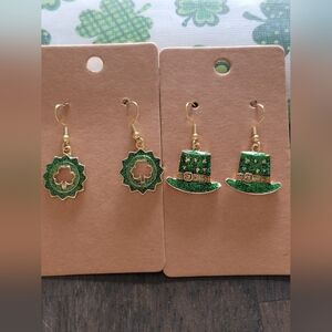 St. Patrick's Day Handcrafted Hat & Shamrock Earrings Set 2/$15